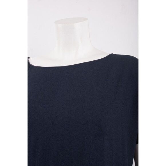 Piazza Semipione Womans Shift Flowy Dress Size 42 US 6  Navy Blue Made Italy NWT - Picture 5 of 6